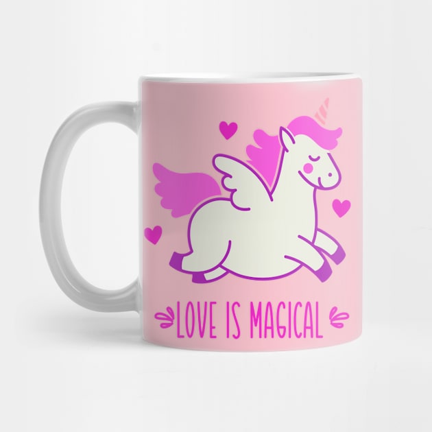 Love Is Magical with Pink Unicorn by tropicalteesshop